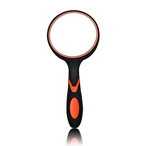 XDGOOD Magnifying Glass 4X Reading Handheld Magnifier, Premium Non-Slip Soft Hand Shank Kids