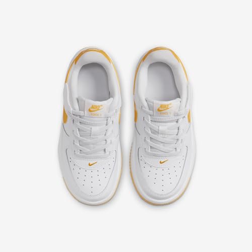 Nike Force 1 Low EasyOn Little Kids' Shoes (FN0237-109, White/White/University Gold) Size 24
