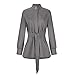 Womens Belted Fall Jackets Open Front Wrap Trench Coat Long Sleeve Casual Dressy Travel Outerwear with Pockets Gray