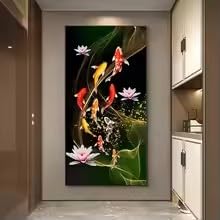 Tableau sur toile carpe koï pour une ambiance feng shui au bureau 40x80