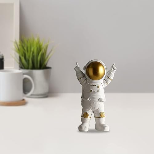 Estatua de astronauta decorativa de resina dorada miniatura 5