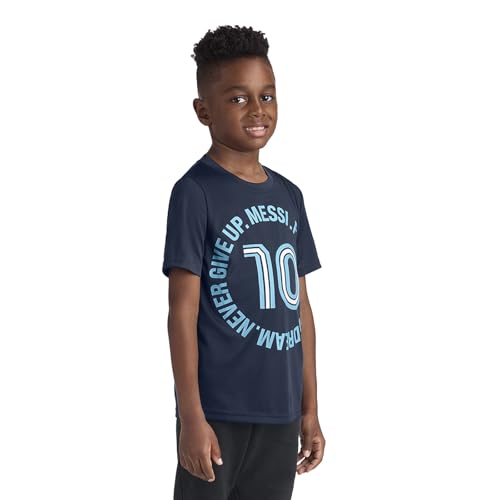 Image of Messi Boys' Lifestyle Short Sleeve Top, Loose-Fit Shirt with Logo, Comfortable, All-Day Wear