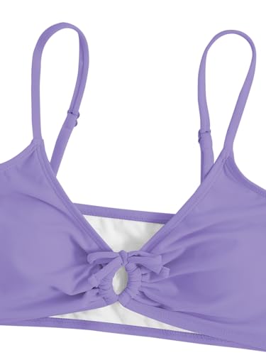 Image of COZYEASE Girls' 2 Piece Ditsy Floral Print Knot Front Ruched Triangle Bikini Swimsuit
