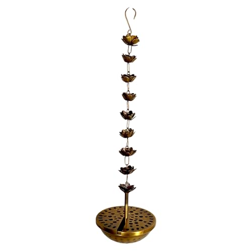 Image of Flower Hanging insence Burner | Dhuna Loban Burner Dhooni Dhoop Dhuni |Hanging Dhoop Batti Agardan Hanging Decor (Pack of 1) (Brass Antique)