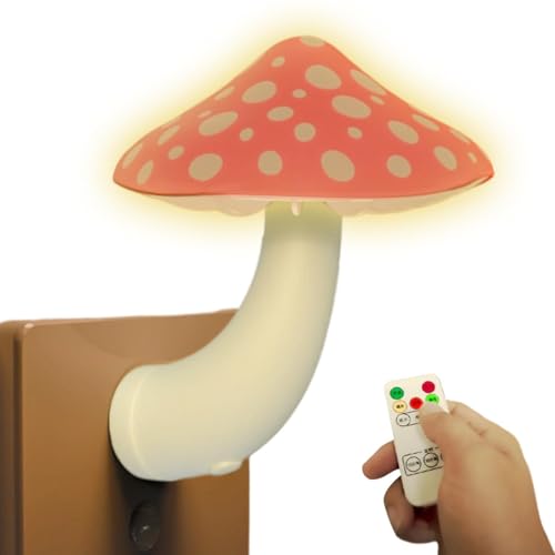 Générique Veilleuse Champignon,Lampe LED Avec Télécommande | Veilleuse À Brancher Sur Secteur - Pour Chambre D'Enfant, Chambre À Coucher, Salle De Bain,...
