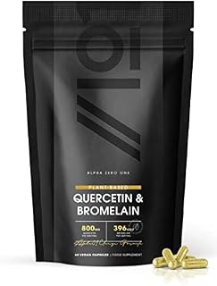 Plant-Based Quercetin 800mg & Bromelain 396 GDU with BioPerine® - Made from Sophora Japonica Extract (Quercetin) & Organic Pineapple (Bromelain) - 60 Caps