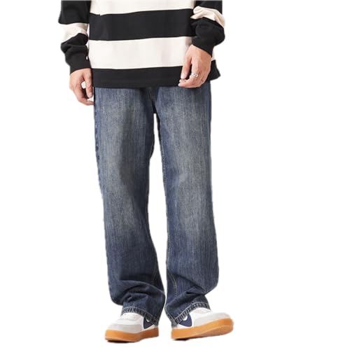 Jeans Pants Trousers Denim Loose and Comfortable Wide Leg Men's Washed Blue Hanging Casual Long Versatile Style