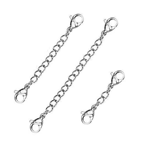 3-Piece Stainless Steel Jewelry Extender Set for Necklaces Bracelets & Anklets - Adjustable Silver Chain Extender for DIY Jewelry Making
