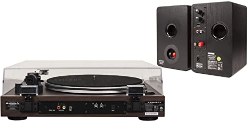 Image of Crosley C8A-WA Belt-Driven Record Player Turntable with S100A-BK Bluetooth Speakers