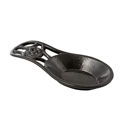 JOGREFUL Spoon Rest, Cast Iron Spoon Holder for Cooking/Stove Top/Kitchen Counter, Heat-Resistant Utensil Rest for Spoons/Ladles/Tongs, Housewarming Vintage Decor, Coin Pattern, Coffee Gold