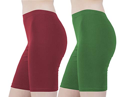 Image of Buy That Trendz Cotton Lycra Tight Fit Stretchable Cycling Shorts Womens | Shorties for Active wear /Exercise /Workout /Yoga /Gym /Cycle /Running Red Grey Combo Pack of 2