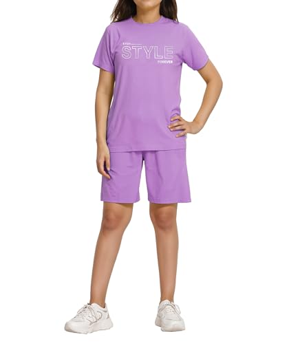 Image of KYDA KIDS Girls 100% Cotton Bio Washed Printed T-Shirt and Shorts Co-ords Clothing Set | Premium Soft & Breathable Summer Casual Comfort Outfit for Girls