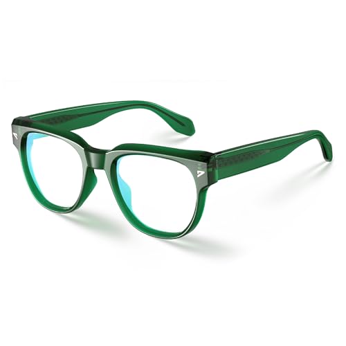 Image of VISOONE Square TR90 Blue Light Blocking Glasses with Anti Glare Computer Glass Woman and Men SAGE