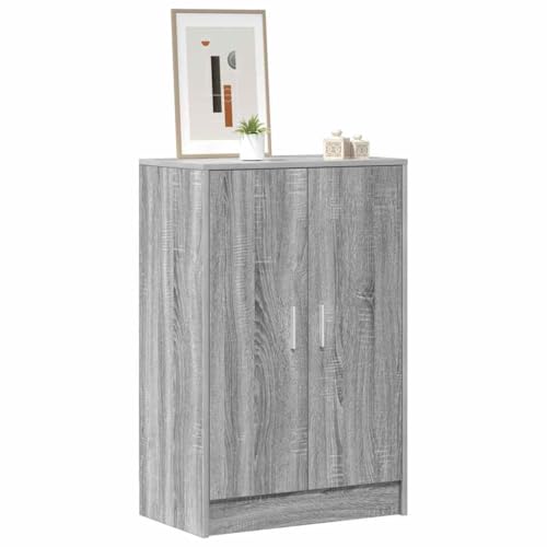 Zapatero gris Sonoma de 92 cm con puertas y soporte de pared para pasillo 4