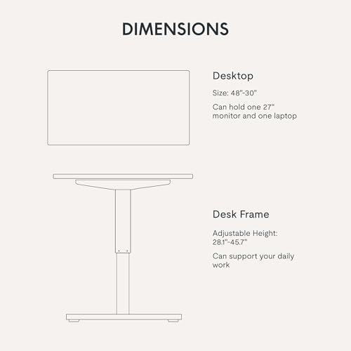 FLEXISPOT EN1 One Piece Standing Desk, 48" x 30" Electric Height Adjustable Sit Stand Desk for Home Office (White Frame + 48" Rustic Top, 2 Packages)