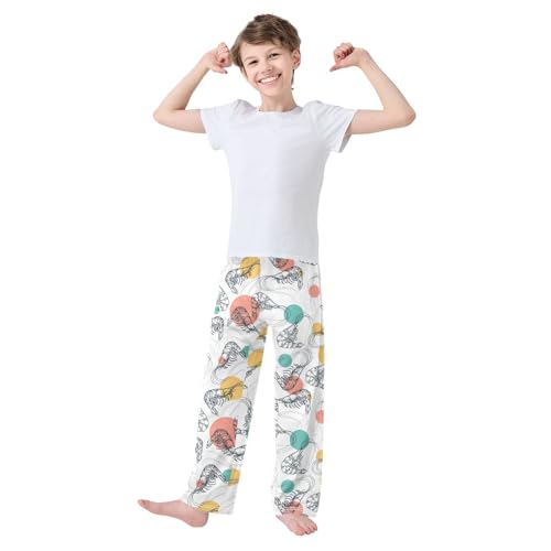 ZZXXB Shrimp and Polka Dot Boys Long Pants Soft Trousers Elastic Waist Kids Lounge Bottoms with Pockets S-XL2