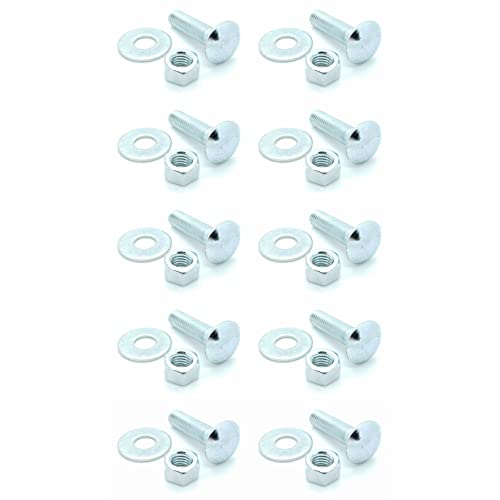 Image of Ten (10) 1 /2-13 x 2 inch Long Carriage Bolts Set w /Nuts & Washers (BCP346)