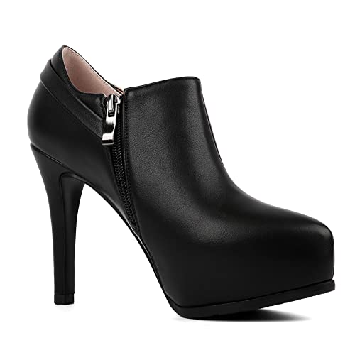 SHEMEE Women's Platform Stiletto High Heel Ankle Booties Thin Heels Pumps Side Zip Short Boots Shoes3