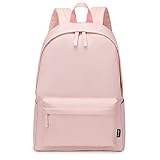 abshoo Lightweight Plain Teen Girls Backpacks for School Solid Color Women College Boobags (Light Pink)