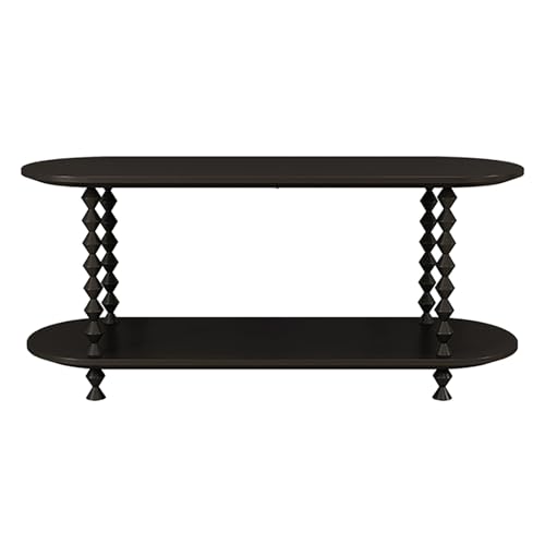 Mesa auxiliar blanca de 100 cm y mueble expositor con estantes de salón