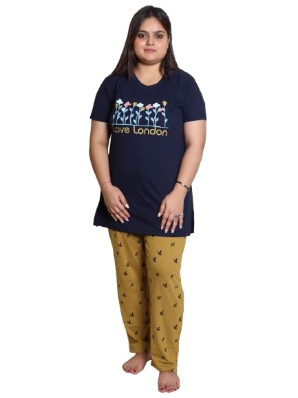 Love London Plus Size Night Suit for Women Cotton | Plus Size Cord Set for Women Soft Fabric Sleepwear Top Pajama Set | Reinforced Stitched Nightwear Set .NSNEW-image-20