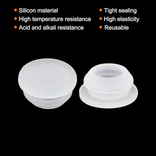 Image of MECCANIXITY 30pcs Silicone Snap in Locking Hole Plugs,10mm /0.4 Inch Mounting Diameter Narrow Groove Width 2mm Panel Seal Cover Round for Kitchen Bulkheads Waterproof Sealing Plugs Clear