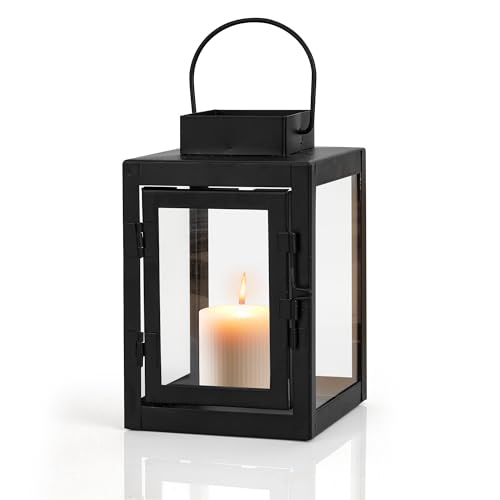AZKEEGREY Farolillos negros de metal decorativos de 16 cm de alto, farolillos para exteriores, farolillos de jardín, farolillos de velas para interiores y exteriores, eventos, bodas, resistentes a la