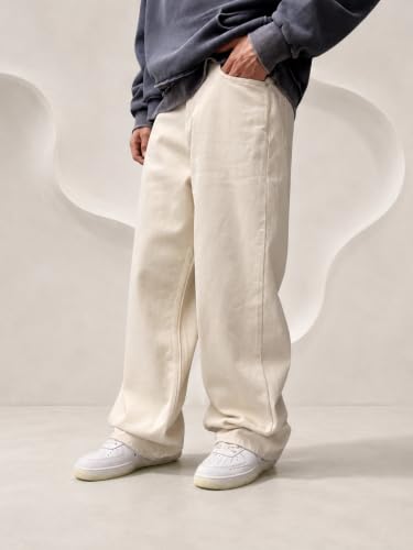 Generic Men's Beige Wide Leg Jeans - Image 4
