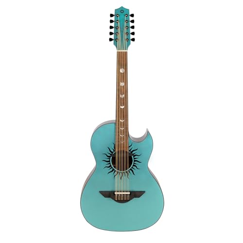 H. Jimenez Glossy Turquoise Sparkle Painted Top Bajo Quinto Cutaway Electric With Hard Wood Case (LBQ1GXE-CN)