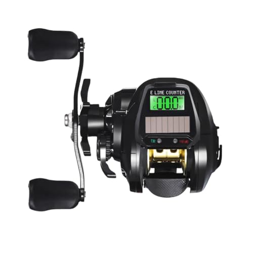 KCNN 電動フィッシングリール スムーズな巻き上げ 軽量 高抵抗 USB充電 ソーラーパワー デジタルディスプレイ 左/右ハンドル 海水・淡水釣りに最適 氷上釣り ボート釣り 深海釣り 湖・川釣り用品 (ブラック,左手)