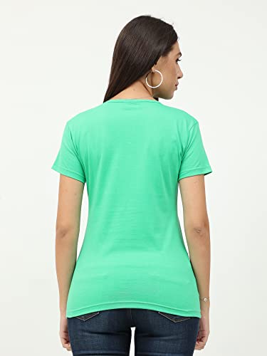 Image of FLEXIMAA Women's Cotton Plain V Neck Half Sleeve T-Shirt