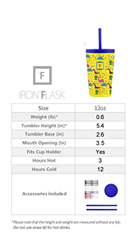 IRON °FLASK Classic Tumbler - Vacuum Insulated Stainless Steel Water Bottle, Double Walled, Drinking Cup, Insulated Travel Mug (Stardust Unicorns, 12 oz Kids)