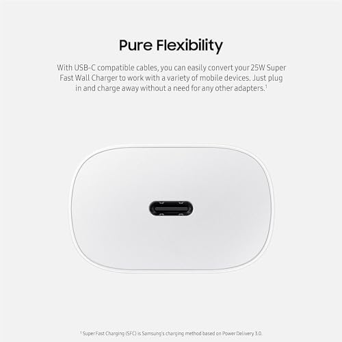 Image of Original 25W Type C Adapter Compatible with Samsung A35M35A53M55FM15 F15A15A14M14F14A34M34F34S24 UltraS23S23 feS21 fe 5GZ fold Lip -White with SIX Months Replacement Warranty