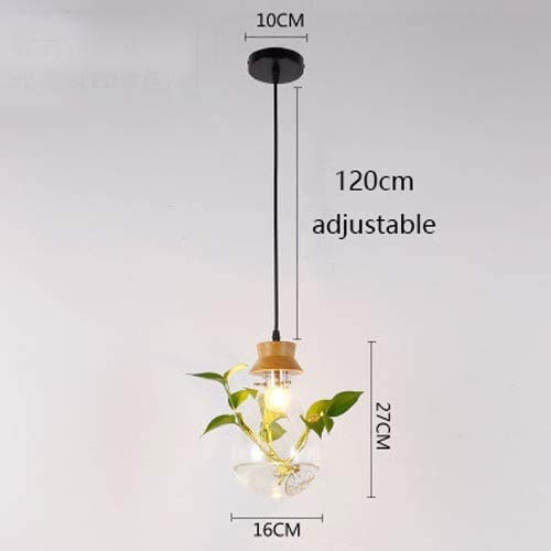 Lámpara colgante de vidrio con base de madera E27 nórdica 3