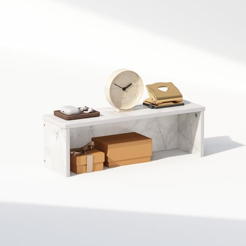 Image of Furinno Classic Desk Organizers and Accessories, 18-Inch Desk Organizer, Desktop Organizer, for Office Supplier, Office Desk Accessories, Marble White