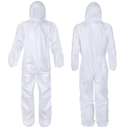 Image of Geiserailie 50 Pack Disposable Coveralls with Hood Protective Heavy Duty Full Body Paint Hazmat Suit for Men and Women