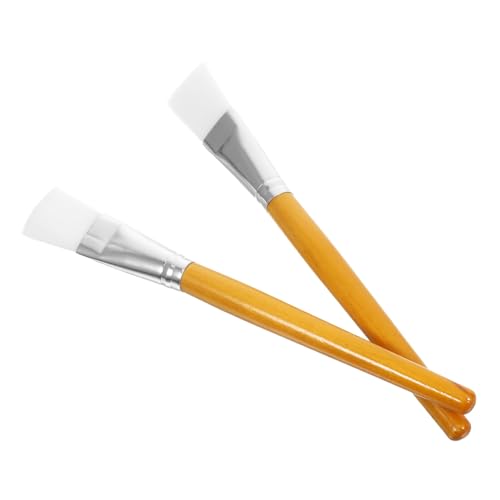 GANAZONO Pinceau Applicateur Masque Facial Lot De 2 Manche Bois Pour Masques à L'argile Et Soins Du Corps, Doux, Réutilisable, Usage Professionnel Et Domestique