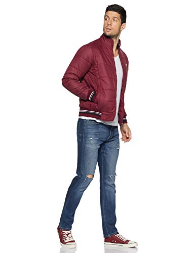Image of Qube By Fort Collins Men's nylon Standard Length Regular Fit Quilted Bomber Jacket - Winter Warm, Insulated, Ribbed Cuffs, and Stylish Design