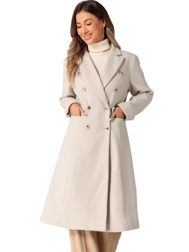 Manteau à double boutonnage col cranté veste longue hiver femme