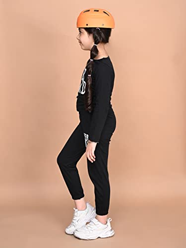 Image of LILPICKS Couture Never Mind Printed Full Sleeve Top with Jogger Set (Black)