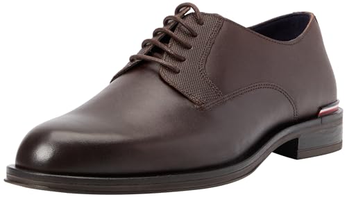 Tommy Hilfiger Core RWB Hilfiger Text LTH Shoe FM0FM05255, Zapatos Derby Hombre, Marrón (Cocoa), 43 EU