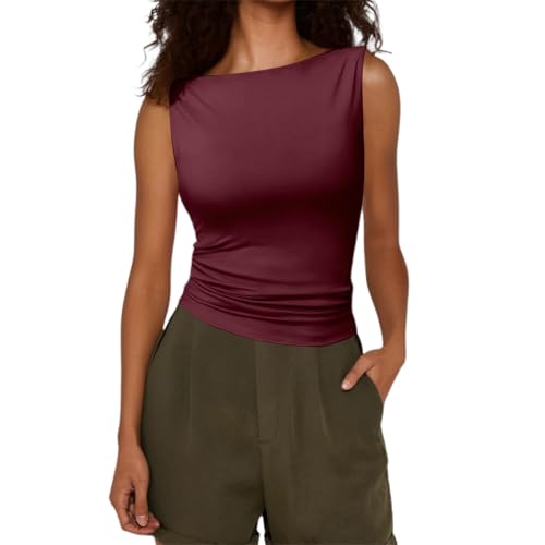 Débardeur décontracté uni pour femme mode loisirs vêtement été col rond