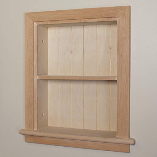 Image of 14x18 Aiden Recessed Wall Niche Medicine Cabinet Replacement, in The Wall Bathroom Cabinet Insert Shelf /Shelves, Made in North America, Real Wood, NO MDF, Beadboard, Unfinished