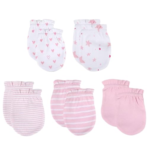 Manoplas para recién nacidos: lote de 5 pares de guantes de algodón suave y seguros para bebés