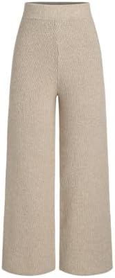 CIDER Lounge Pants Women Wide Leg Mid Waist Ribbed Knit Pants Cas...