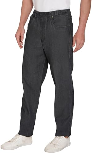 Turtle Bay New York Men's Casual Elastic Waist Denim & Twill Pull on Jeans Pants Denim Indigo Blue / 2XL