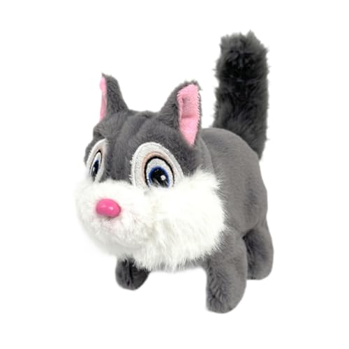 Luwecf Juguete de Peluche eléctrico, Mascota electrónica Que Camina y, Juguete para Fiesta, Juguete para Caminar, Animales de Peluche para niños y, Gris
