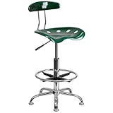 Flash Furniture Bradley Vibrant Green and Chrome Drafting Stool with Tractor Seat