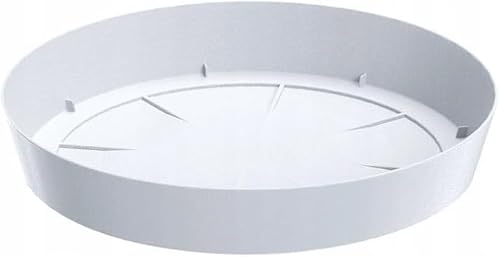 B2C Round Plastic Water Plant Pot Saucer Trays Grey White Anthracite Weather-Resistant 8 sizes 10-38cm (White, 27cm ⌀)