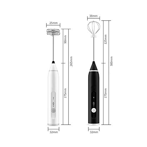 USB Ricaricabile Frullatore Montalatte Miscelatore Elettrico Portatile Schiuma Maker Frusta Inossidabile 3 velocità (Nero)